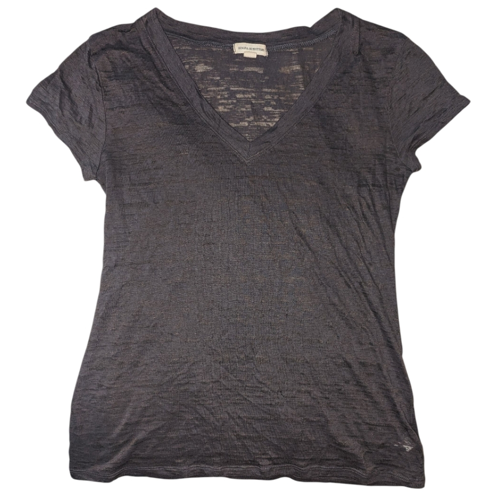 Cotton Zenana Outfitters V-Neck Fitted Lightweight Semi Sheer Cap Tee T LG - Picture 1 of 5